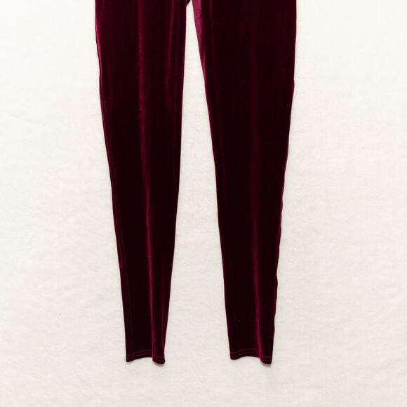 SPANX Velvet Leggings Slimming Tummy Control Velour Merlot Wine Sz M - Picture 6 of 12